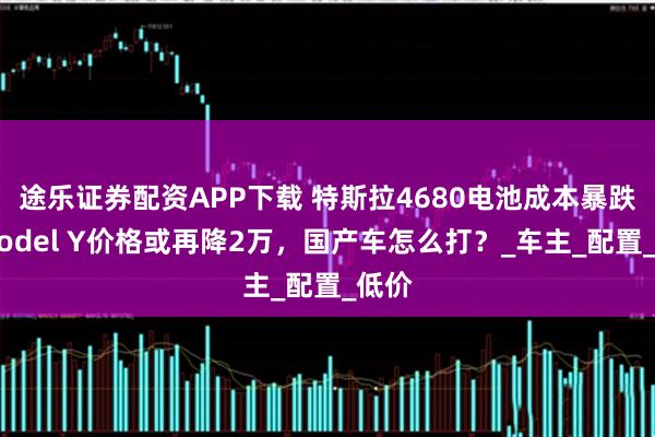 途乐证券配资APP下载 特斯拉4680电池成本暴跌！Model Y价格或再降2万，国产车怎么打？_车主_配置_低价