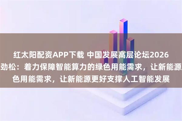 红太阳配资APP下载 中国发展高层论坛2026丨国家能源局副局长万劲松：着力保障智能算力的绿色用能需求，让新能源更好支撑人工智能发展